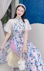 Áo Dài Huệ Chi Tay Nơ AD1389 (áo lẻ)