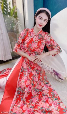 Áo Dài 4 Tà Ruy Băng Cong AD9003.9267 (áo lẻ)