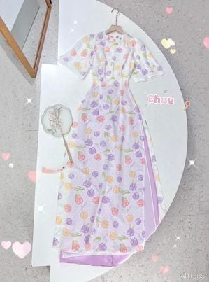 Áo Dài 4 Tà Cổ Li Tay Thạch AD9003.1385 (áo lẻ)
