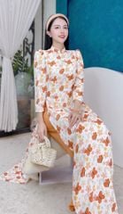 Áo Dài Họa Tiết TT Tay Bồng AD1379 (áo lẻ)