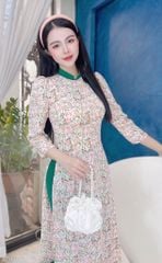 Áo Dài Hoa Tay Bồng Cổ Color AD1370 (áo lẻ)