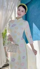 Áo Dài Truyền Thống Họa Tiết AD1013 (áo lẻ)