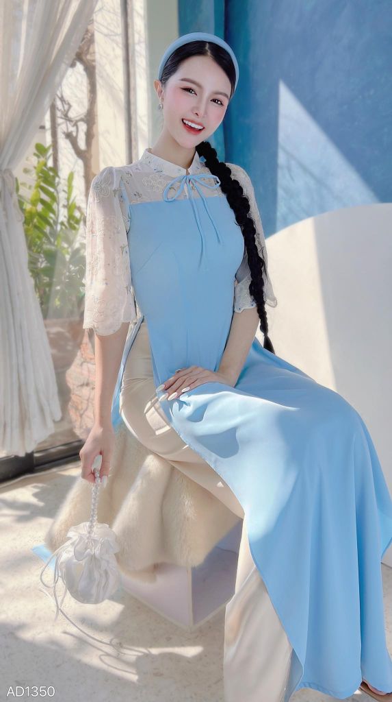Áo Dài Thêu Baby Color AD9001.1350 (áo lẻ)