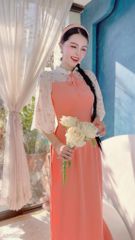 Áo Dài Thêu Baby Color AD9001.1350 (áo lẻ)