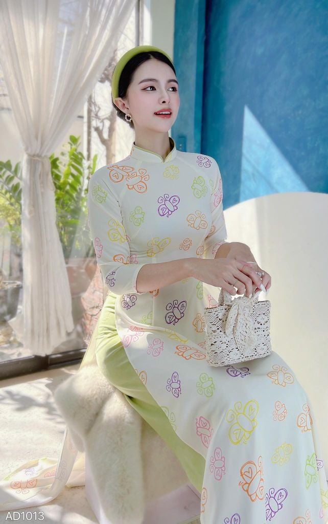 Áo Dài Truyền Thống Họa Tiết AD1013 (áo lẻ)