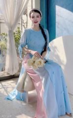 Áo Dài 4T Chiffon Hoa Đỗ Quyên AD1349 (áo lẻ)