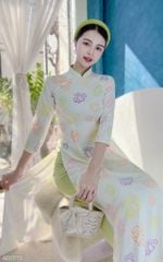 Áo Dài Truyền Thống Họa Tiết AD1013 (áo lẻ)