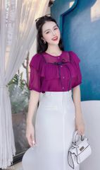 Áo Ruy Băng Đen Vuông A9002.9293