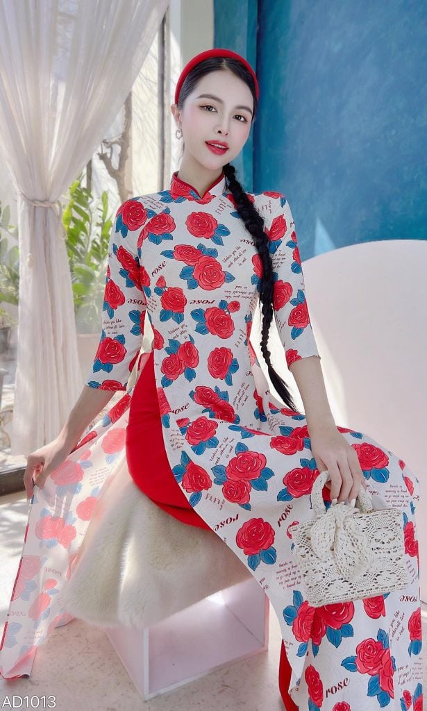 Áo Dài Truyền Thống Họa Tiết AD1013 (áo lẻ)