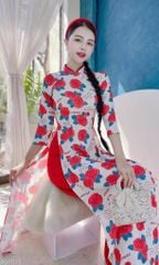 Áo Dài Truyền Thống Họa Tiết AD1013 (áo lẻ)