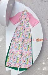 Áo Dài Tay Tơ 3 Nơ AD9003.1348 (áo lẻ)