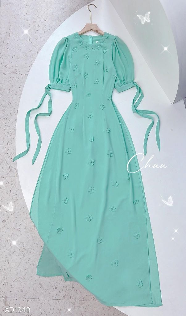 Áo Dài 4T Chiffon Hoa Đỗ Quyên AD1349 (áo lẻ)