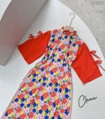 Áo Dài Tay Xẻ Nơ Đôi AD9002.1347 (áo lẻ)