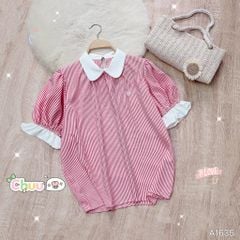 Áo Sơ Mi Sọc Cổ Màu Mini Tim A1635