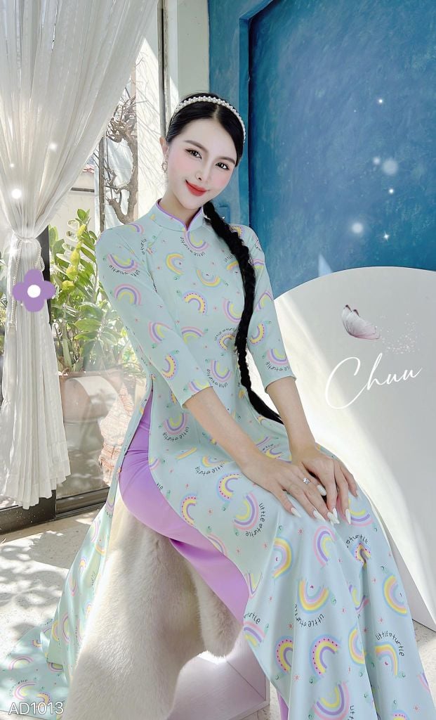 Áo Dài Truyền Thống Họa Tiết AD1013 (áo lẻ)