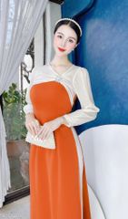 Áo Dài Pha Tơ Nơ Bạch Tuyết AD9001.1356 (áo lẻ)