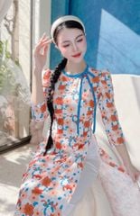 Áo Dài Dây Nơ Phở AD1358 (áo lẻ)