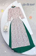 Áo Dài Hoa Tay Bồng Cổ Color AD1370 (áo lẻ)