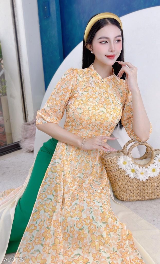 Áo Dài 4 Tà Nơ Pha Lê AD9003.9275 (áo lẻ)