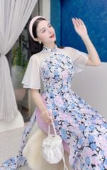 Áo Dài Huệ Chi Tay Nơ AD1389 (áo lẻ)