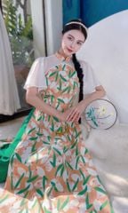 Áo Dài Huệ Chi Tay Nơ AD1389 (áo lẻ)