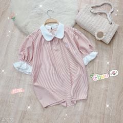 Áo Sơ Mi Sọc Cổ Màu Mini Tim A1635