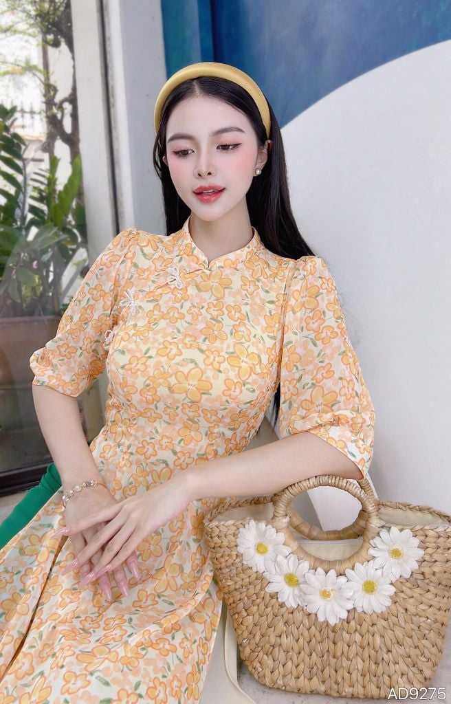 Áo Dài 4 Tà Nơ Pha Lê AD9003.9275 (áo lẻ)