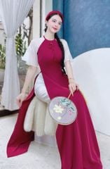 Áo Dài Nơ Tay Thêu Đào AD1362 (áo lẻ)