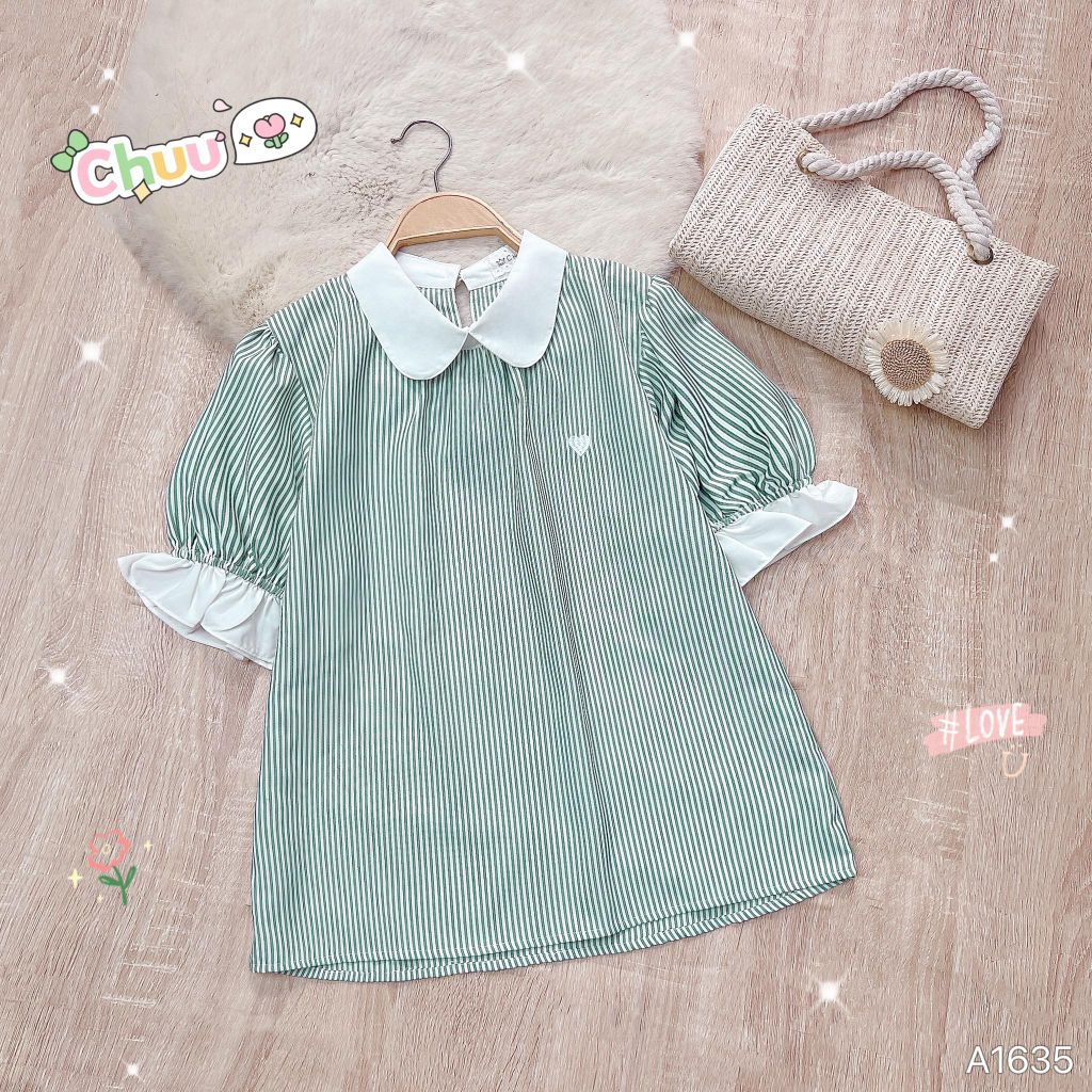 Áo Sơ Mi Sọc Cổ Màu Mini Tim A1635