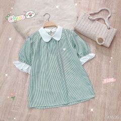 Áo Sơ Mi Sọc Cổ Màu Mini Tim A1635