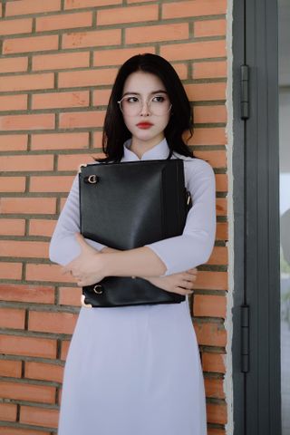 Áo Dài Trắng Lụa Ý Truyền Thống AD8013 (áo lẻ)