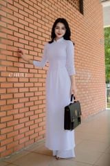 Áo Dài Trắng Lụa Ý Truyền Thống AD9001.8013 (áo lẻ)