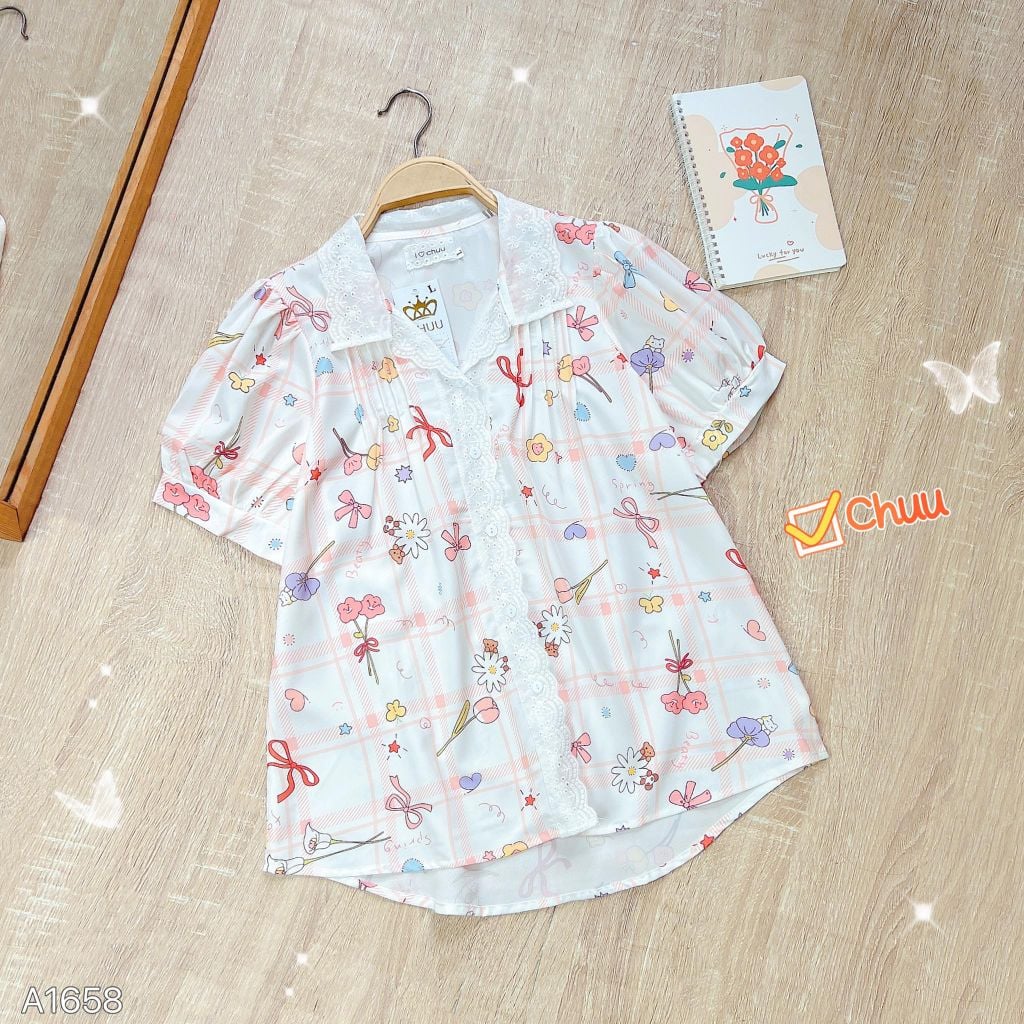 Áo Sơ Mi Lụa Cổ Boi Thêu A1658