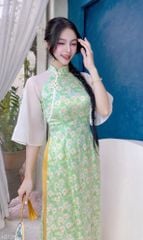 Áo Dài Cổ Viền Gió Xuân AD1393 (áo lẻ)
