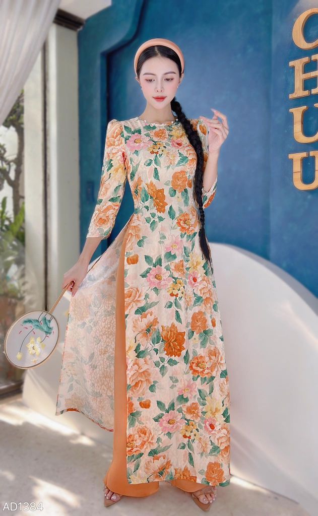 Áo Dài Vân Gấm Ngọc Màu AD1384 (áo lẻ)