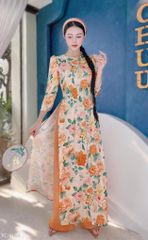 Áo Dài Vân Gấm Ngọc Màu AD1384 (áo lẻ)