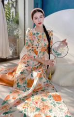 Áo Dài Vân Gấm Ngọc Màu AD1384 (áo lẻ)