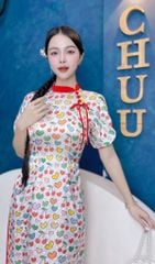 Áo Dài Tay Búp Bí Cổ Màu AD1394 (áo lẻ)