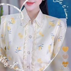 Áo Sơ Mi Rose Cổ Nhún A1666