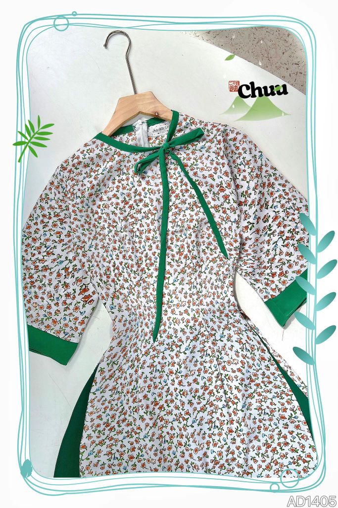 Áo Dài Nơ 2Li Tay Nối AD1405 (áo lẻ)