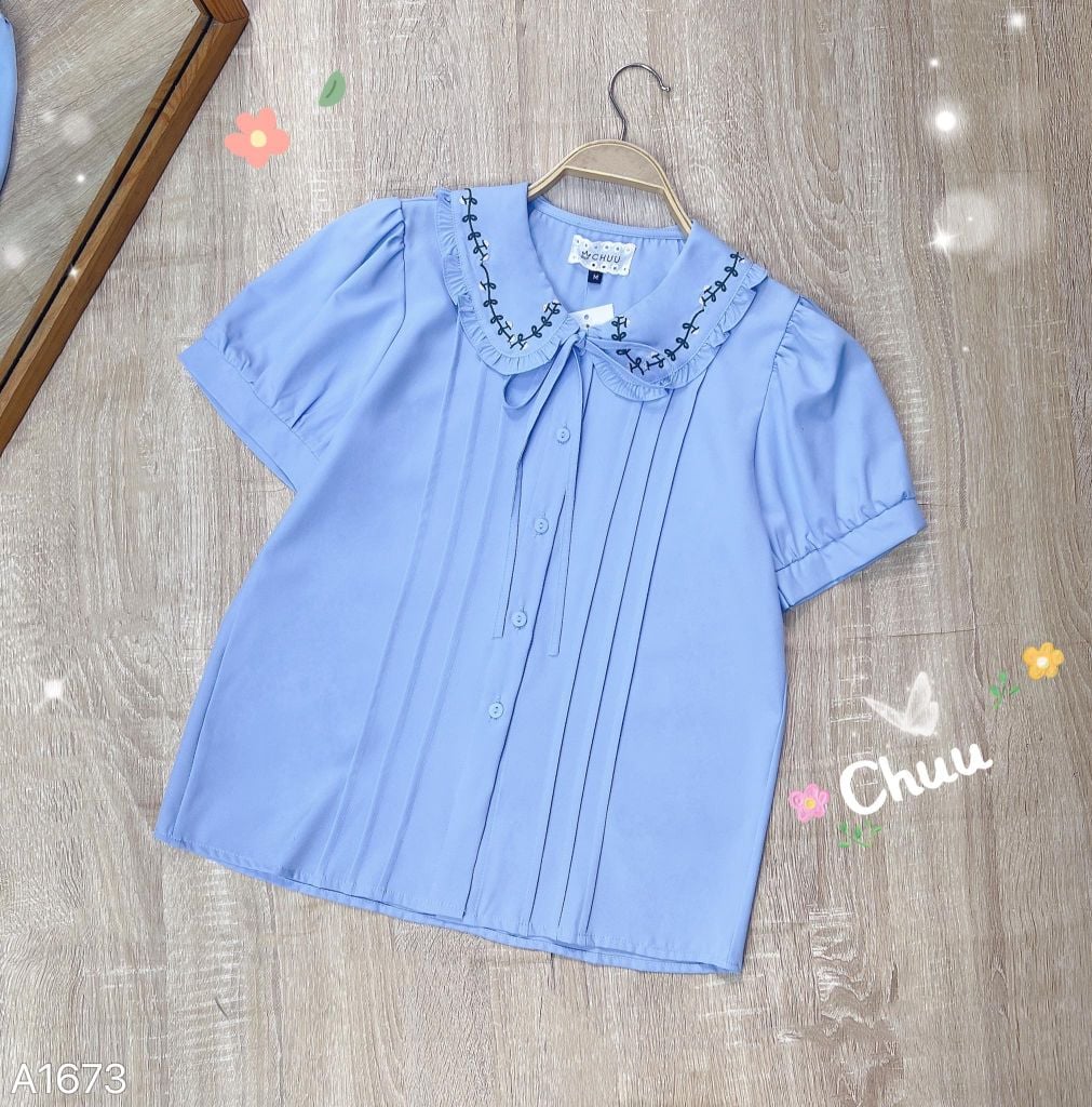 Áo Sơ Mi Thêu Dây Lá A1673