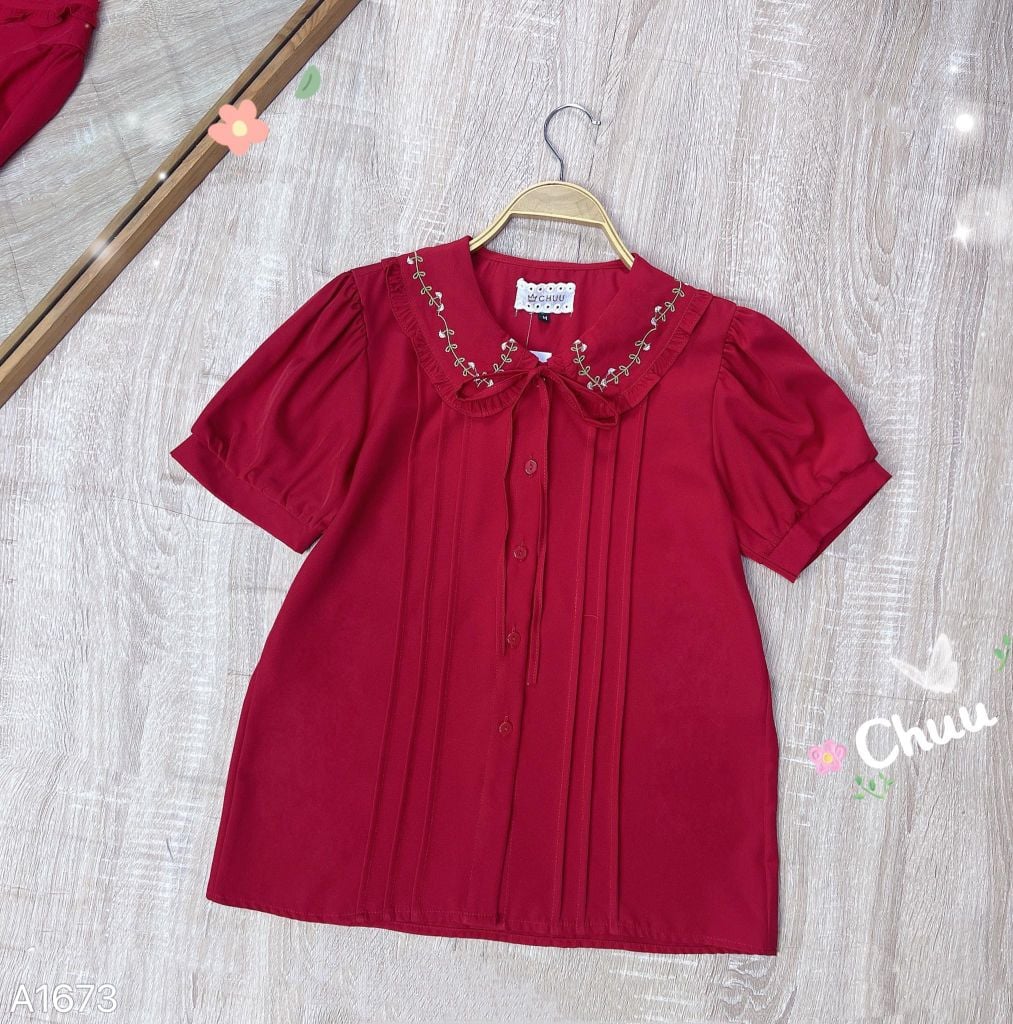 Áo Sơ Mi Thêu Dây Lá A1673