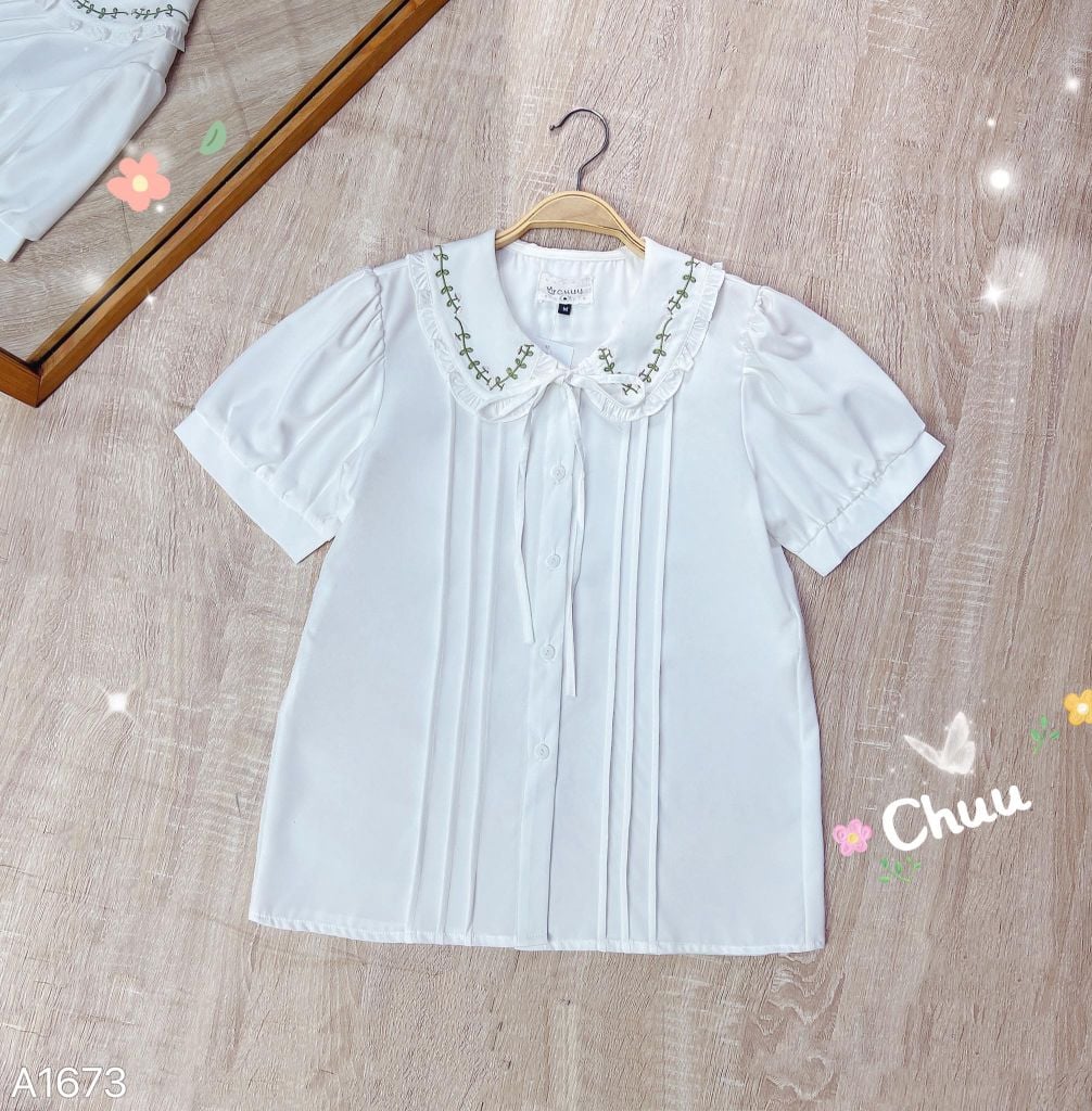 Áo Sơ Mi Thêu Dây Lá A1673