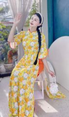 Áo Dài Hoa Nấm Rơm AD1439 (áo lẻ)