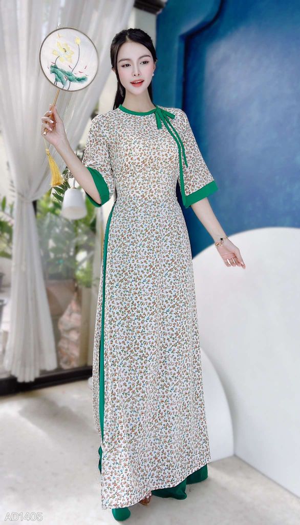 Áo Dài Nơ 2Li Tay Nối AD1405 (áo lẻ)