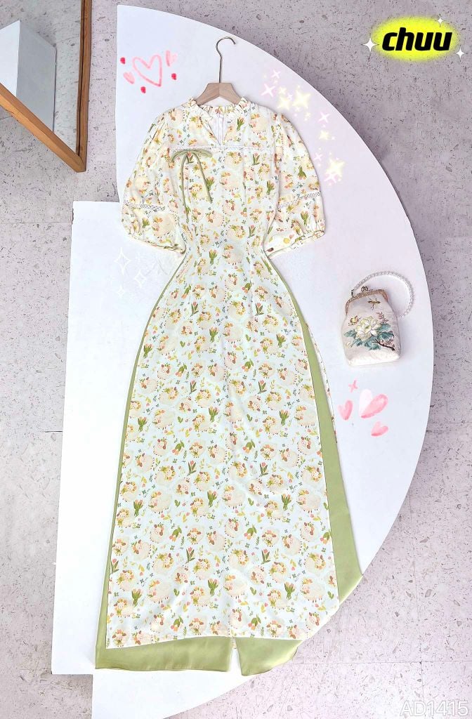 Áo Dài Cổ YY Ren+PK AD9002.1415 (áo lẻ)