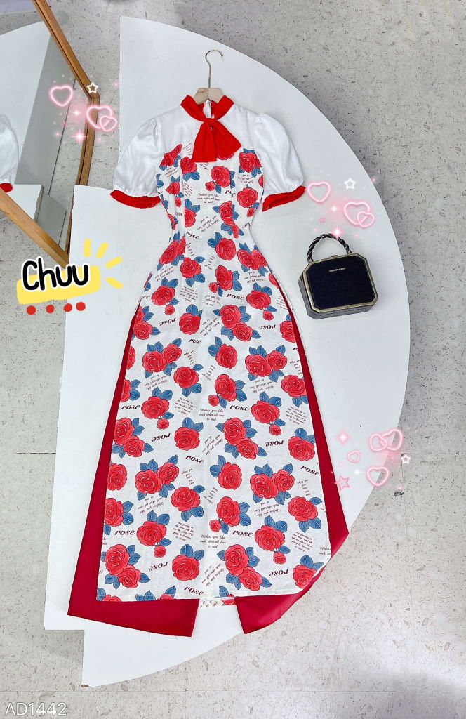 Áo Dài Khăn Quàng Chunly AD1442 (áo lẻ)