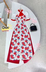 Áo Dài Khăn Quàng Chunly AD1442 (áo lẻ)