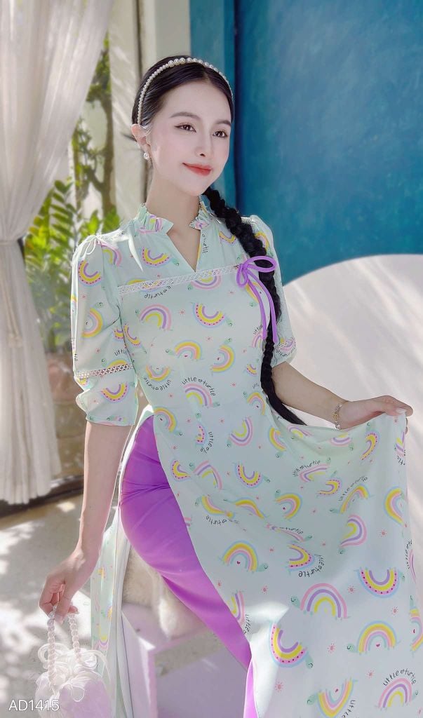 Áo Dài Cổ YY Ren+PK AD9002.1415 (áo lẻ)