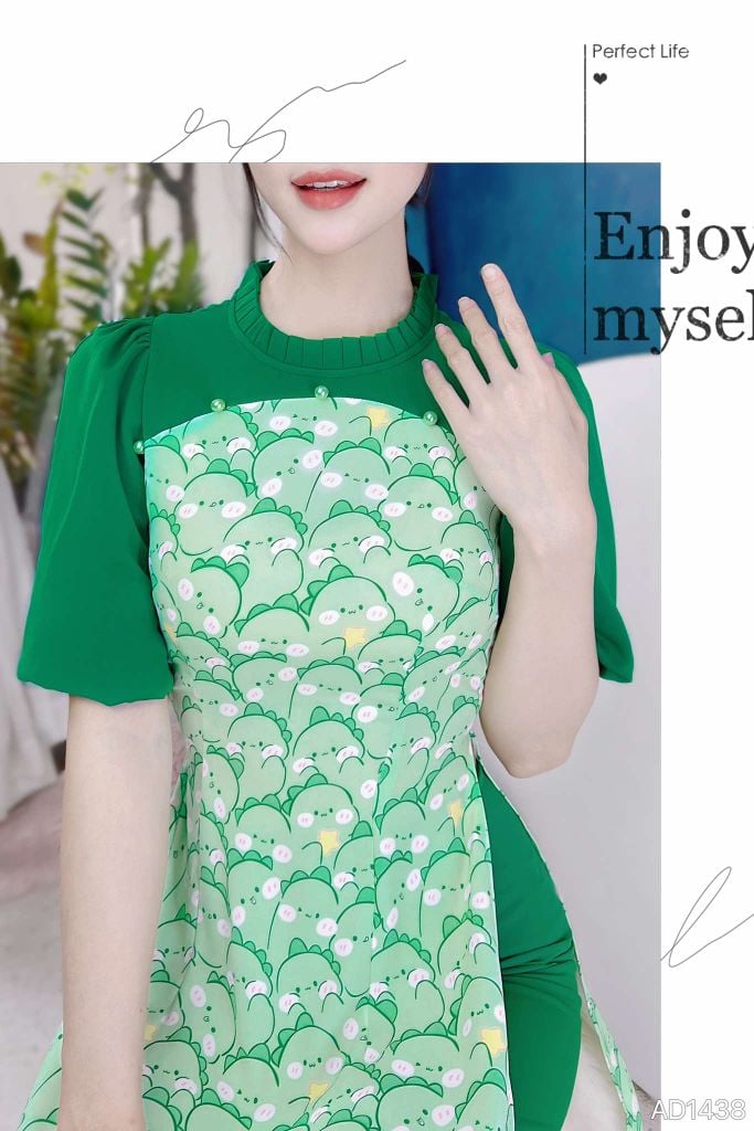 Áo Dài Muôn Thú Chen Lấn AD1438 (áo lẻ)